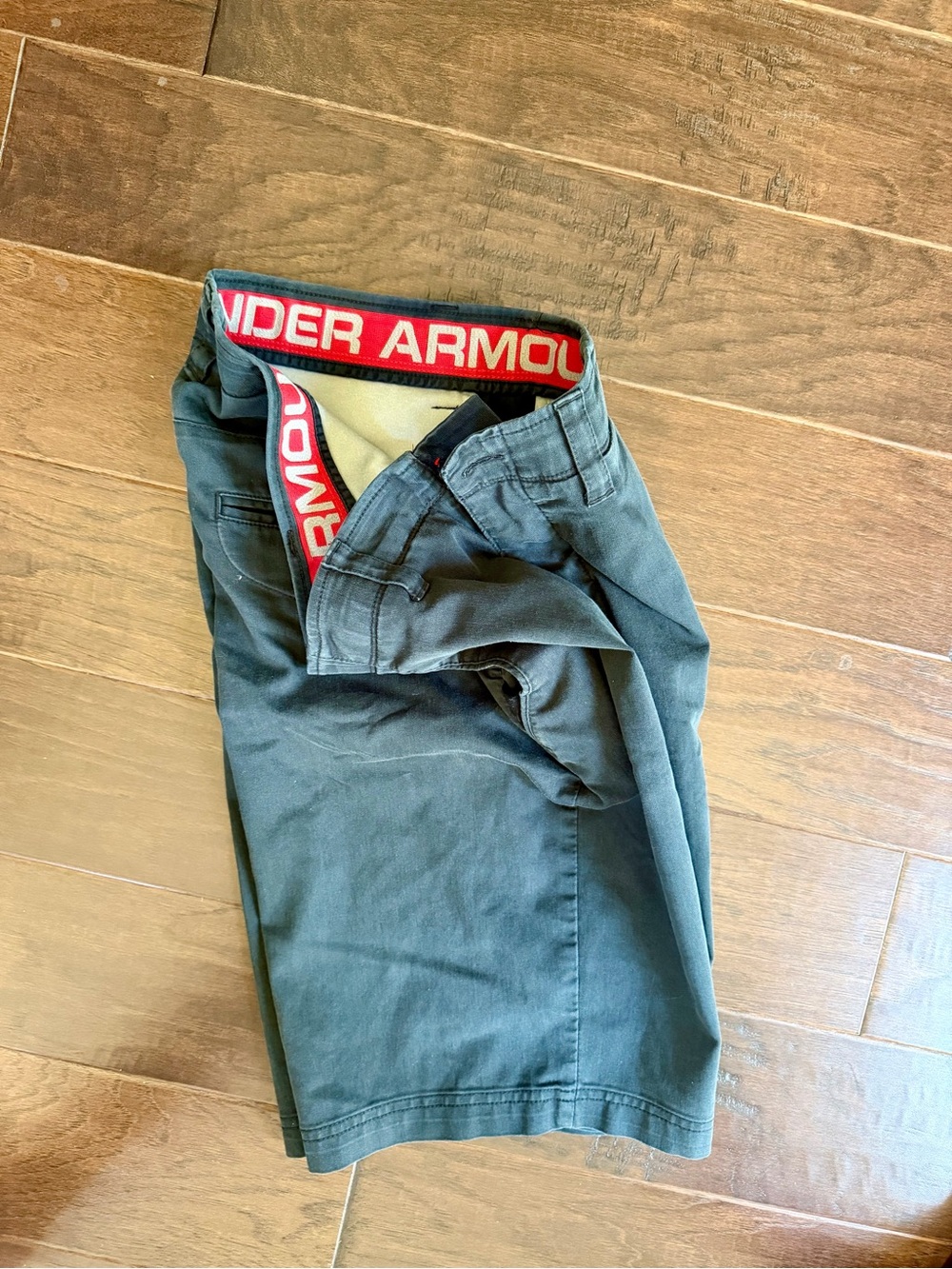 Under Armour Men’s Dark Gray Chinos with Red Branded Waistband